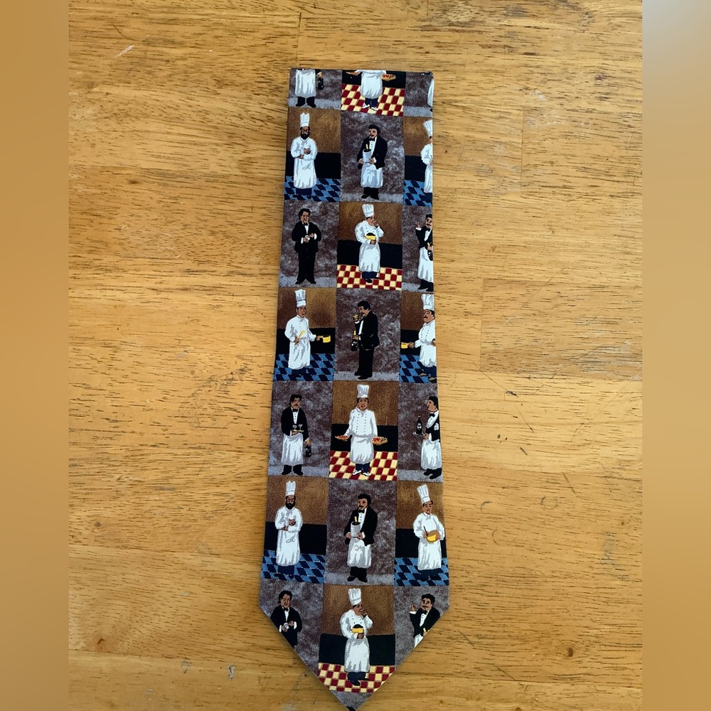 Novelty Chef Pattern Men's Tie - Brown & Blue